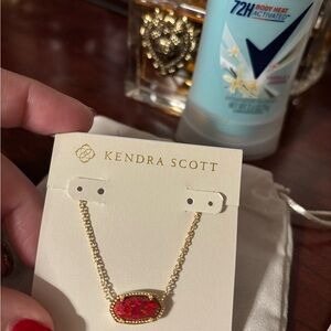 Kendra Scott Gold Chain with Red Pendant